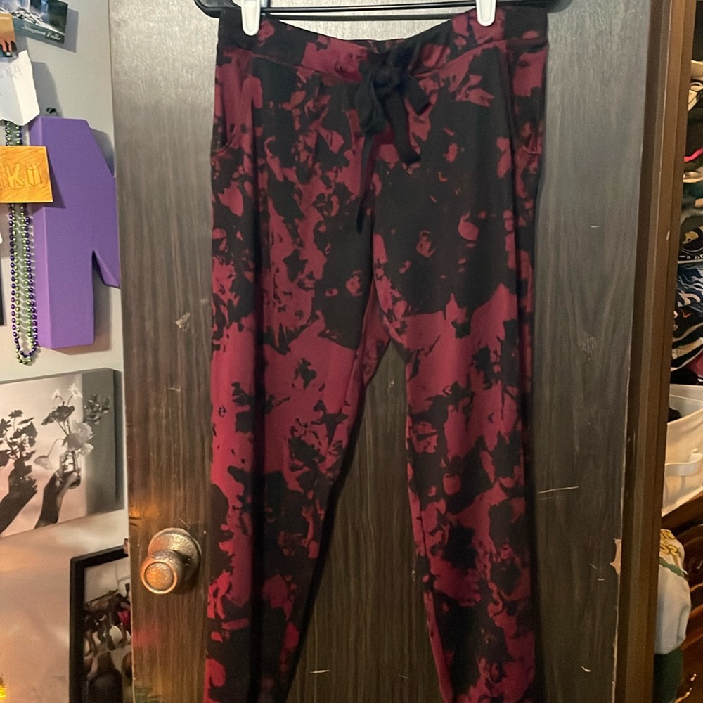 black and maroon pajama set